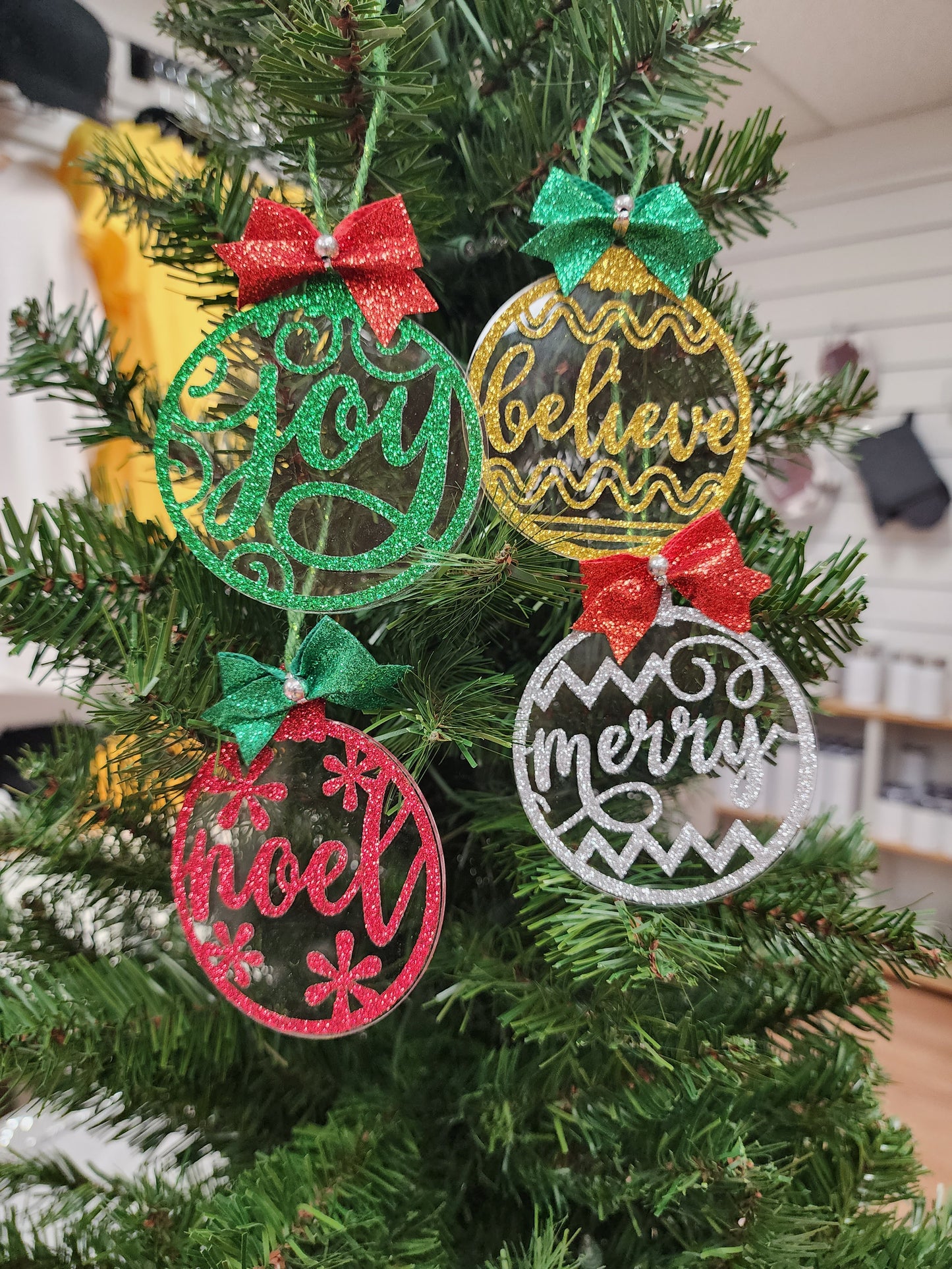 Set of 4 Glitter Ornaments